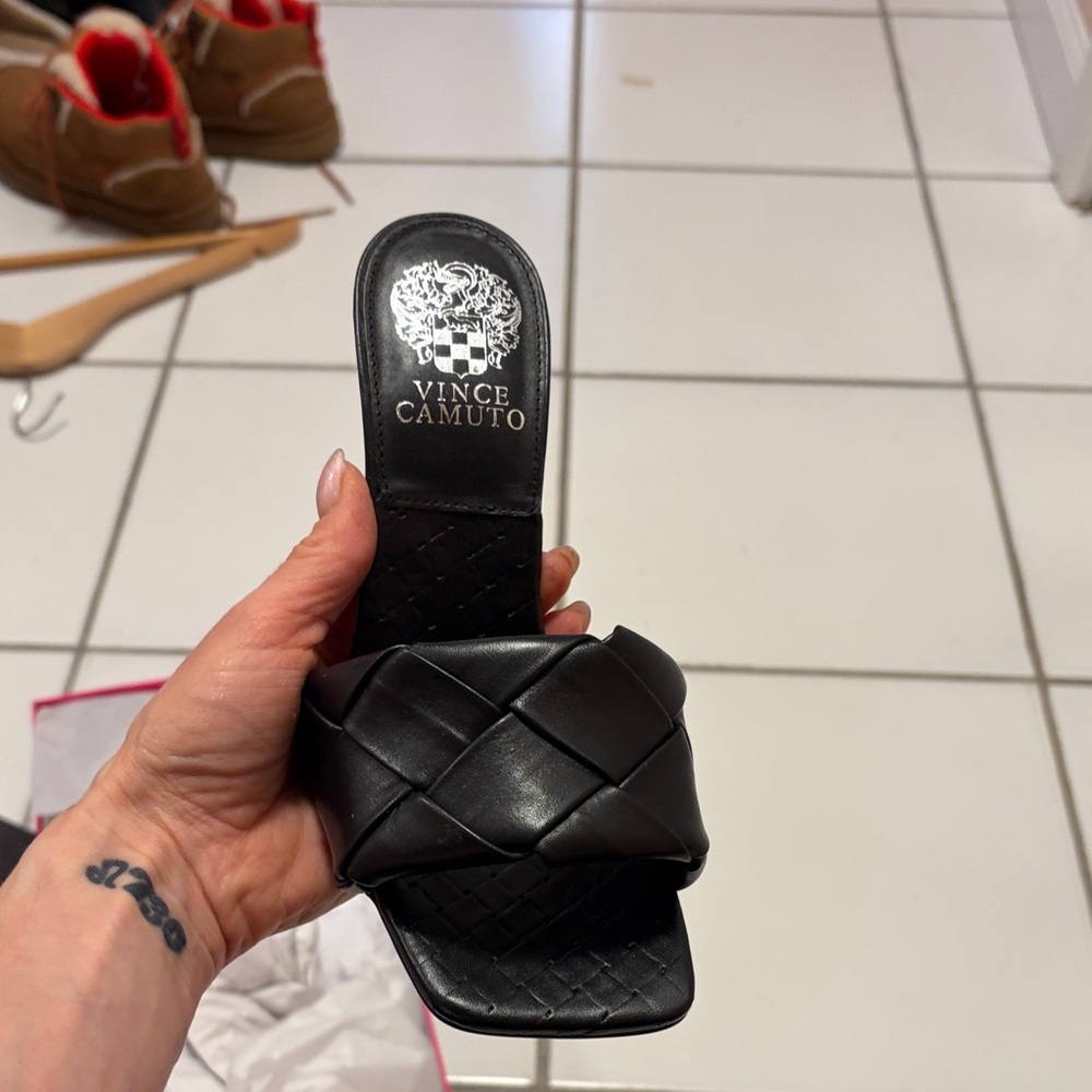 Vince Camuto Black Braided Slide Mule
